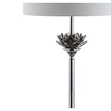 Jonathan Y Amelia Lotus 59" Smoke Gray and Chrome LED Floor Lamp
