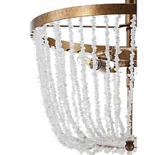 JONATHAN Y Antique Gold White Georgian 15" Stone Metal LED Flush Mount