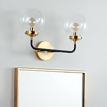 JONATHAN Y Black and Brass Caleb 18" 2-Light Brass Wall Sconce