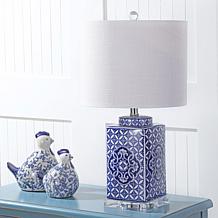 JONATHAN Y Blue and White Choi 23" Chinoiserie LED Table Lamp