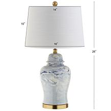 JONATHAN Y Blue and White Wallace 26" Ceramic LED Table Lamp