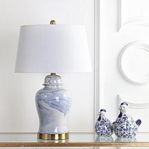 JONATHAN Y Blue and White Wallace 26" Ceramic LED Table Lamp