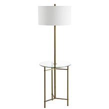 JONATHAN Y Brass Charles 59" Metal Glass LED Side Table and Floor Lamp
