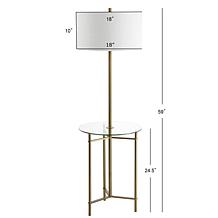JONATHAN Y Brass Charles 59" Metal Glass LED Side Table and Floor Lamp