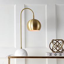 JONATHAN Y Brass Gold & White Stephen 23.5" Metal & Marble Table Lamp