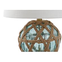 JONATHAN Y Brown Aqua Andrews 21.5" Glass Rope Table Lamp