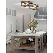 Jonathan Y Brown Darlene 13" 2-Light Iron Rustic LED Flush Mount