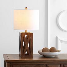 Jonathan Y Brown Stewart 21.5" Wood LED Table Lamp