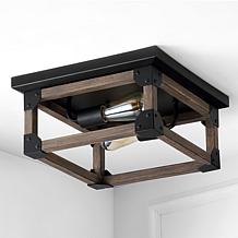 Jonathan Y Brown/Black Cheshire 13" 2Light Iron Rustic LED Flush Mount