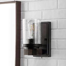 Jonathan Y Bungalow 4.5" Iron/Seeded Glass Rustic LED Vanity Light
