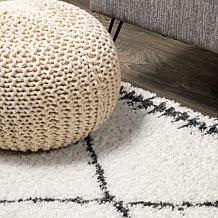 JONATHAN Y Calvia Moroccan Diamond Shag White/Black 2' x 10' Runner