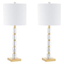JONATHAN Y Clear and Brass Claire 28.5" Crystal Set of 2 Table Lamps