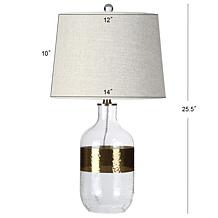 JONATHAN Y Clear and Brass Stevens 25.5" Glass LED Table Lamp