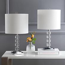 JONATHAN Y Clear Barnard 22" Crystal Metal LED Set of 2 Table Lamp
