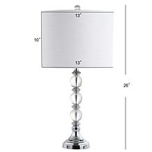 JONATHAN Y Clear Chrome Paul 26" Crystal Metal LED Set of 2 Table Lamp