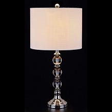 JONATHAN Y Clear Chrome Paul 26" Crystal Metal LED Set of 2 Table Lamp