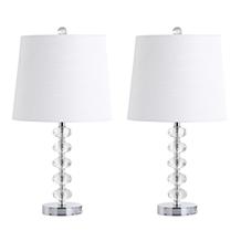 JONATHAN Y Clear Kevin 22" Glass and Metal LED Set of 2 Table Lamp