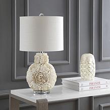 JONATHAN Y Cream Seashell Rosette 24" LED Table Lamp