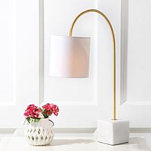 JONATHAN Y Fisher 25" Marble and Brass LED Table Lamp
