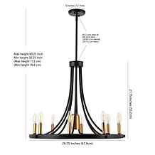 Jonathan Y Gold Urbanna 26.75" 9-Light Adjustable Iron LED Chandelier