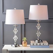 Jonathan Y Madison 27.5" Crystal and Chrome Pair of LED Table Lamps