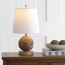 Jonathan Y Natural Monkey Fist 18" Rope Ball LED Table Lamp