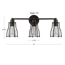 JONATHAN Y Oil Rubbed Bronze Florence 24" 3-light Metal Vanity Light