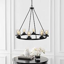Jonathan Y Pablo Ring 33.5" 8-Light Iron & Seeded Glass LED Chandelier