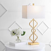 Jonathan Y Selina 32" Iron Ogee Trellis Modern LED USB Table Lamp 