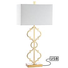 Jonathan Y Selina 32" Iron Ogee Trellis Modern LED USB Table Lamp 