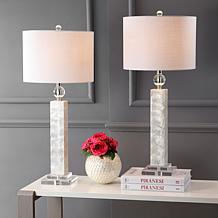 JONATHAN Y White Bailey 32" Seashell LED Set of 2 Table Lamps
