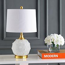 JONATHAN Y White Brass Gold Ilsa 22" Dotted Glass Metal LED Table Lamp