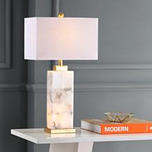 JONATHAN Y White Gold Leaf Elizabeth 27.5" Alabaster LED Table Lamp