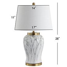 JONATHAN Y White Gold Prague 28" Ceramic Marble LED Table Lamp