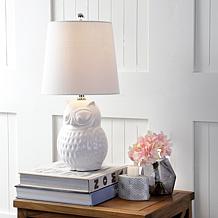 JONATHAN Y White Owl Hoot 20.5" Ceramic Mini LED Table Lamp