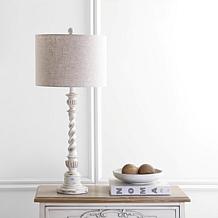 JONATHAN Y White Wash Regent 33" Rustic Resin LED Table Lamp