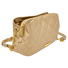 Joy Luxe Leather Quilted Chic Triple Section Crossbody Bag