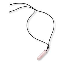 KALIFANO 25" Pointed Gemstone Drop Black Cord Necklace