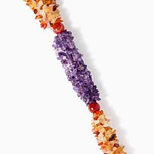 KALIFANO Amethyst and Carnelian Chip Tassel Drop Necklace