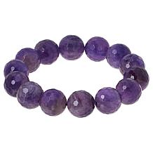 KALIFANO Amethyst Faceted Bead Stretch Bracelet