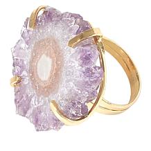 KALIFANO Amethyst Stalactite Goldtone Adjustable Ring