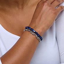 KALIFANO Gemstone and Chain-Link 6-1/2" Layered Bracelet