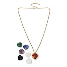 KALIFANO Interchangeable Gemstone Pendant with Adjustable Bolo Chain