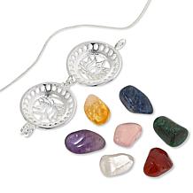 KALIFANO Lotus Flower Locket with Interchangeable Gemstones and Chain