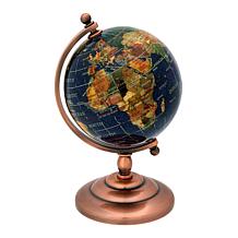 KALIFANO Multigemstone Globe and Base Metal Stand