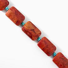 KALIFANO Red Coral and Turquoise-Color Blue Howlite Bead Bracelet