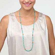 KALIFANO Turquoise-Color Howlite and Spiny Oyster Shell 38" Necklace
