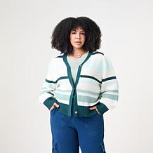 KAP by Kaphill Striped Puff Sleeve Cardigan