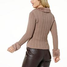 kathy ireland® Fashion 360 Natalie Faux Fur Trimmed Sweater