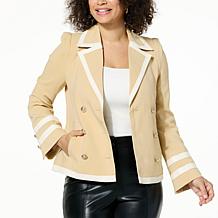 kathy ireland® Fashion 360 Royal Diana Faux-Ever Leather Trim Peacoat
